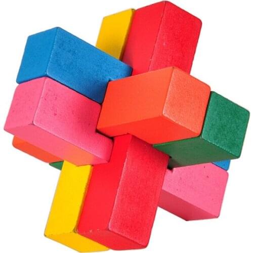 6Pcs Brain Teaser Puzzles Kong Ming Lock Color Slide Puzzle Wooden Interlocking Burr Puzzles Game Toy For Adults Kids Small Size