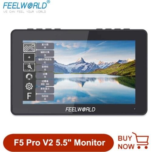 FEELWORLD F5 Pro V2 5.5 Inch Touch Screen DSLR Camera Field Monitor 3D LUT 4K HDMI with Tilt Arm