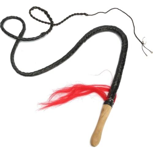 8Ft Cowhide Braided Leather Stockwhip Stock Whip Bull Whip Wood Handle 1x