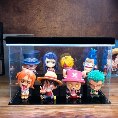 BANDAI One Piece Action Figure Q Version King Childhood GK Strap Anime Model Sabo Luffy Franky Robin Jinbe Desktop Decoration