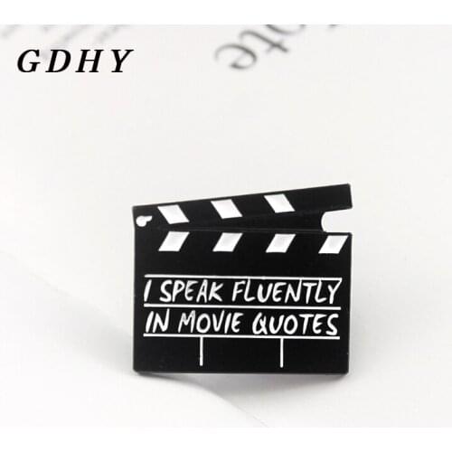 GDHY TV Filming Black Recording Board Brooch Filming Props Enamel Pins For Movie Lovers Creative Badge Denim Leather Jewelry