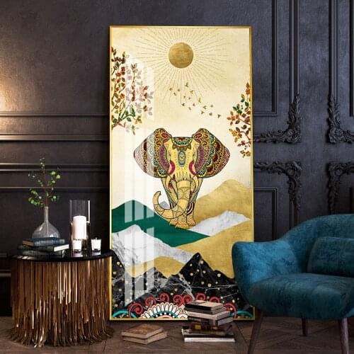 Color Elephant Painting Abstract Crystal Porcelain Painting Home Living room decorative pictrues Symbolizing auspiciousness
