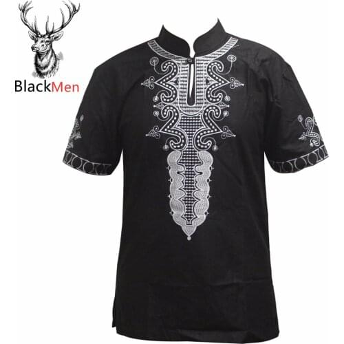 Dashiki African clothes Embroidered Traditional Cotton Muslim T-Shirt Unisex Nigerian Native Ankara Tops