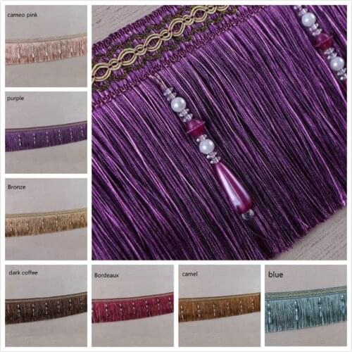 European Style Luxury Exquisite Beaded Tassel Trim Fringe Braid Trimming Wedding Upholstery Fabric Ribbon Sewing Accessories