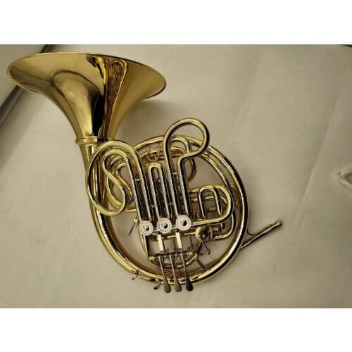 Brand New French horn B/f 4 key Gold Double Row Brass Body Professional musical instrument with Case Free Shipping