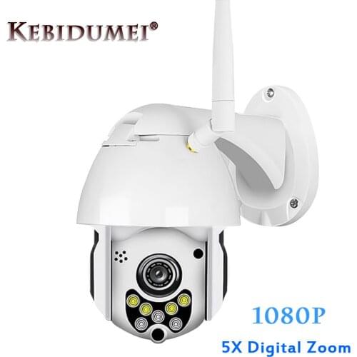 Kebidumei 1080P Wifi IP Camera Outdoor Two Way Audio PTZ 5X Optical Zoom Night Vision IR 60M Wireless Security Speed Dome Camera
