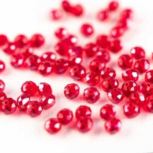 MH hot sale deep red glass beads 3*4mm Austrian cut solid color crystal glass beads loose beads for jewelry DIY production