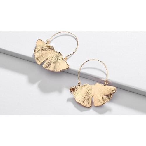 HUIDANG Fashion Jewelry Leaf Leaves Metal Drop Earring Women Dangle Statement Earrings Bijoux