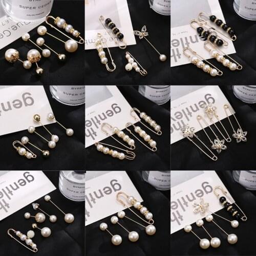 Fashion Pearl Brooches Set Clothing Brooch For Women Flower Sweater Dress Pearl Pin Buckle Badge Brooch Accessories Jewelry