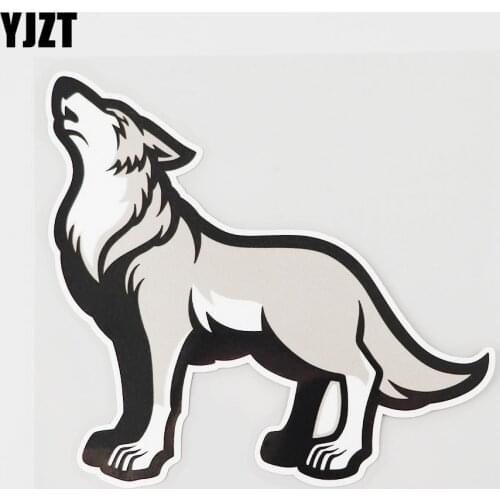 YJZT 14CMX13.2CM Animal Design PVC Decal Gray Wolf Car Sticker Accessories 11B-0342