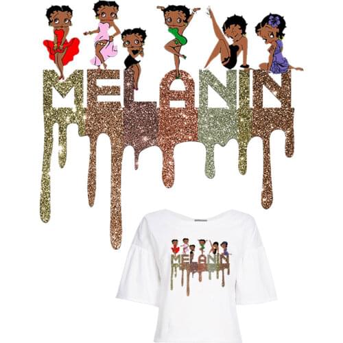 Betty Patches Cute Girls Stripe Heat Transfers Thermal Sticker On Clothes Application Iron on Patches For Clothing Accessories