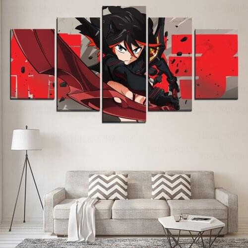Wall Modular Poster 5 Pieces Canvas Art Print Anime Kill La Kill Ryuko Matoi Home Decoration Bedroom Framework Or Frameless