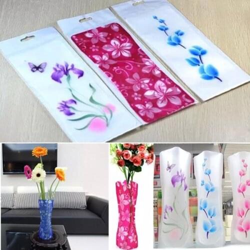 Cheap Flower Vase Foldable Folding PVC Durable Vase DIY decorative Home Home Wedding Party Easy to Store plastic 1pcs