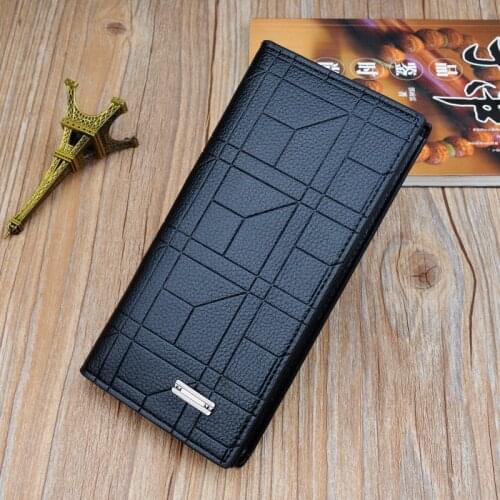New Mens Long Fashion Embossed Vertical Style Wallet Male Open Suit Bag Large Capacity Soft Coin Purses Card Holder Phone Bag