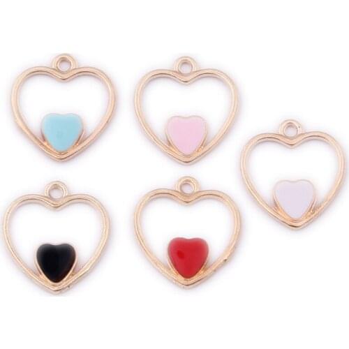 Zinc Alloy Enamel Love Heart Enamel Charms Lovely DIY Pendant Necklace Bracelet Jewelry Making 20*18mm