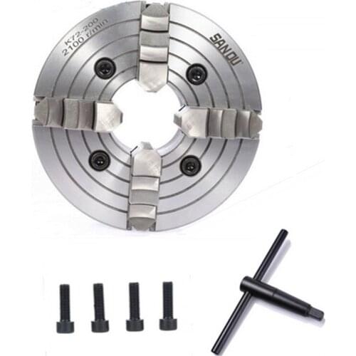 K72-200 4 Jaw Lathe Chuck Four Jaw Independent Chuck 200mm Manual for Welding Positioner Turn Table 1PK Accessories for Lathe