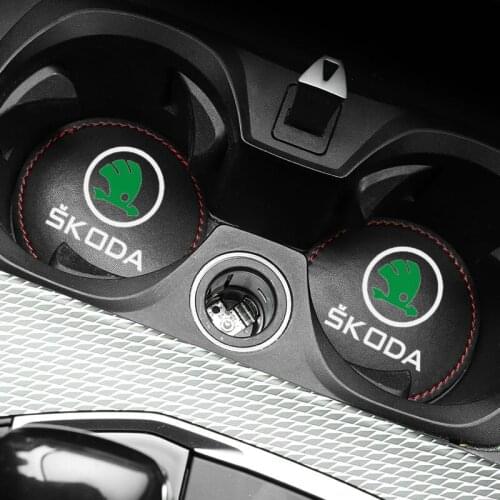 1pcs Car Cup Holder Coaster Non slip Pad Mat Interior Decoration For Skoda Octavia Fabia Rapid Yeti Superb A5 A7 A2