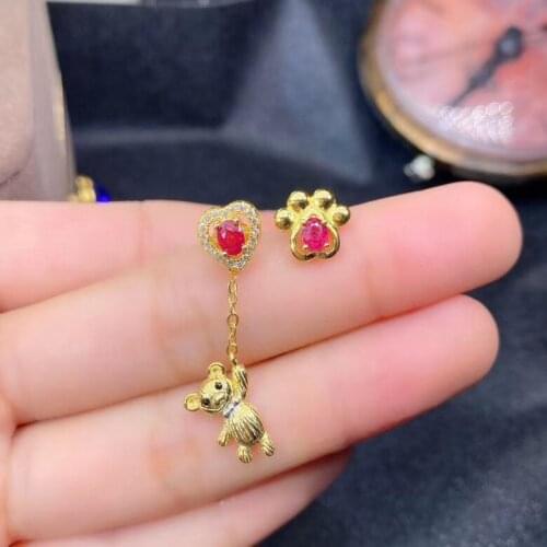 100% Real and Natural Ruby Earring Natural And Real 925 sterling silver Rubby Earring Fashion Ring