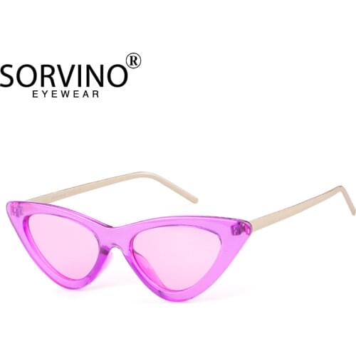 SORVINO Classic Translucent Purple Cat Eye Sunglasses Women Designer Retro Triangle Gold Sun Glasses Shades Oculos SP47