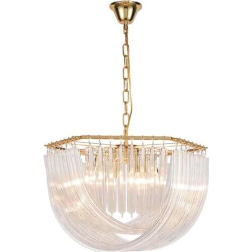 Modern Luxury Gold Metal Bent Glass Tube Pendant Chandelier Dining Room Table Hanging Light Fixture Suspension Luminaire Lamp