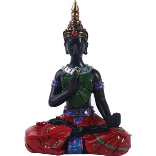 MRZOOT Thailand Painted Buddha Statue Resin Handicraft Ornaments Southeast Asian Style Creative Home Decoration