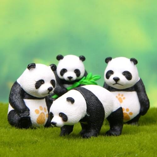 4Pcs/Set Giant panda Decoration Statue for Nest Garden Ornament DIY Small Pasture Plant Miniatures Fairy Dollhouse