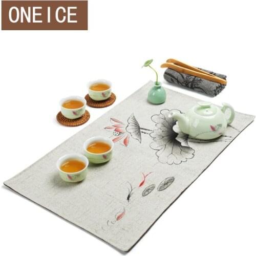 Table Flag Trumpet Placemat Fabric Hand-painted Tea Mat Coffee Table Pad Table Mat Cotton Linen Cloth Table Mat Tea Mat Linen