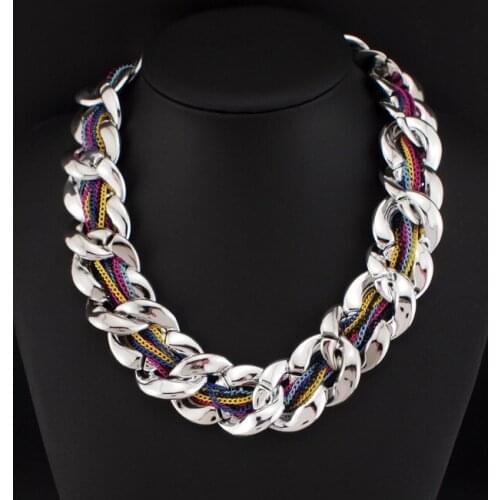 UKEN Newest Women Dress Ornament Fashion Jewelry Charming Acrylic Twine Multicolor Chain Choker Necklaces N2700