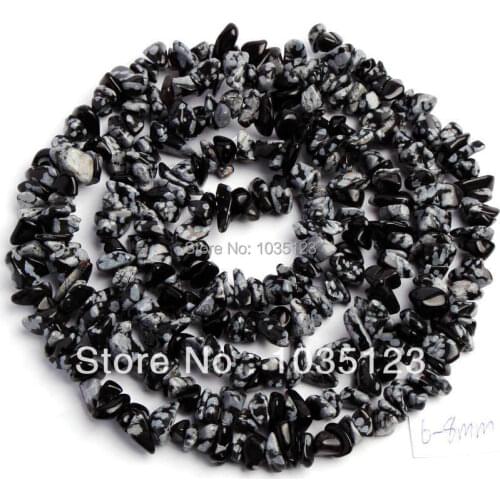 High Quality 5-8mm Natural Snowflake Obsidian Stone Chip Shape DIY Gems Loose Beads Strand 34" Jewelry Making Free Shipping w349