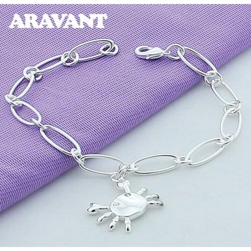 925 Silver Cute Crab Bracelet Chain Women Silver Bracelets Jewelry