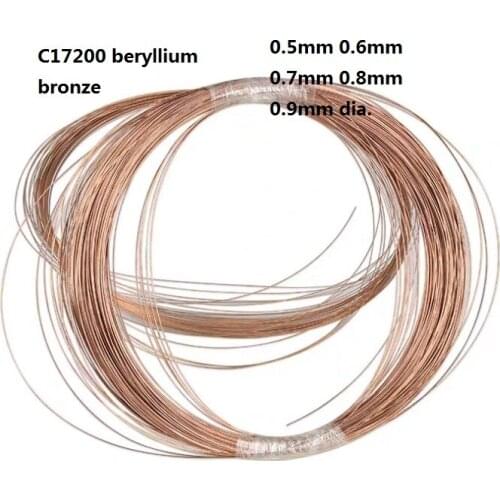 0.5mm 0.6mm 0.7mm 0.8mm 0.9mm QBe2 beryllium copper alloy wire BeCu line C17200 beryllium bronze Filament Cu-Be BerylliumBe wire