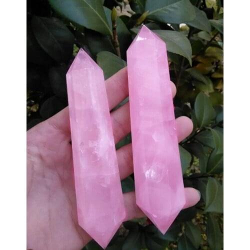 1pcs 100% Natural Rock pink ROSE Double Terminated Wand Healing