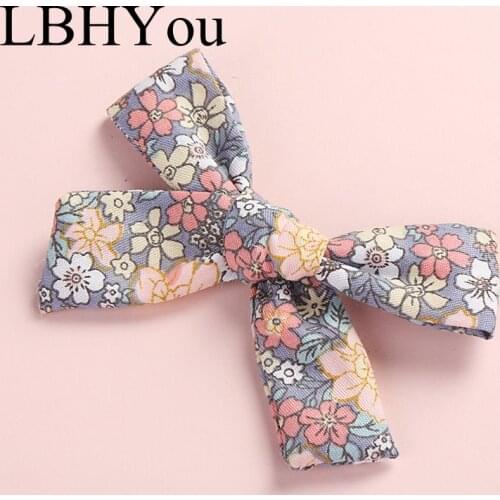 1pcs 100% Cotton Handtie Hair Accessories Summer Prints Baby Girls Hair Clips Infants Toddler Hair Bows Hairpins