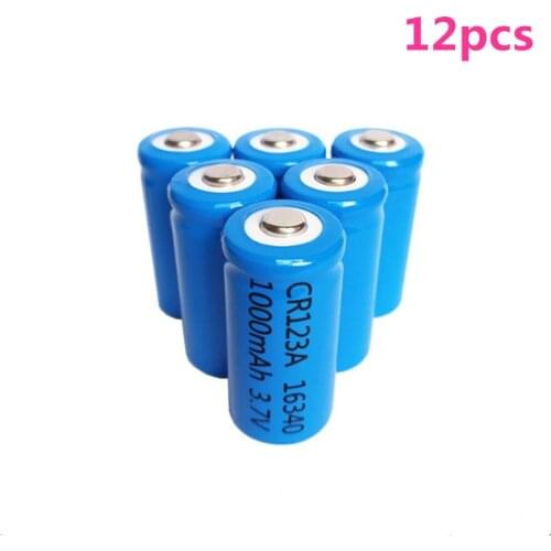 12pcs/lot 3.7V 1000mAh Lithium Li-ion 16340 Battery CR123A Rechargeable Batteries 3.7V CR123 for Laser Pen LED Flashlight Cell