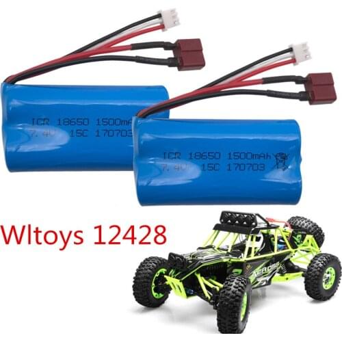 2pcs 7.4V 1500mAh Li-ion Battery For 12423 12428 12401 12402 12403 12428 FY10 FY11 FY-10 FY-11 4WD RC Car spare parts