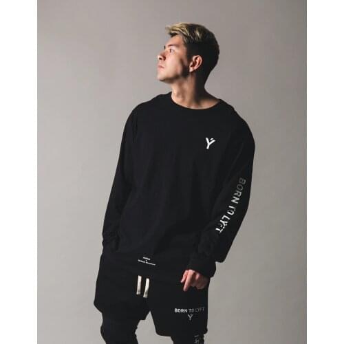 2021 LYFT Japan Brand Clothing Casual Long sleeves t shirt Men Gym Fitness Bodybuilding Cotton T-shirt Male Workout Tees Tops