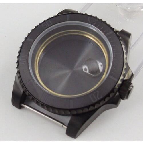 40mm PVD Watch Case Sapphire Glass Ceramic Bezel fit NH35A NH36A MIYOTA 8215 821A 8205 Seeing/Solid Glass Back