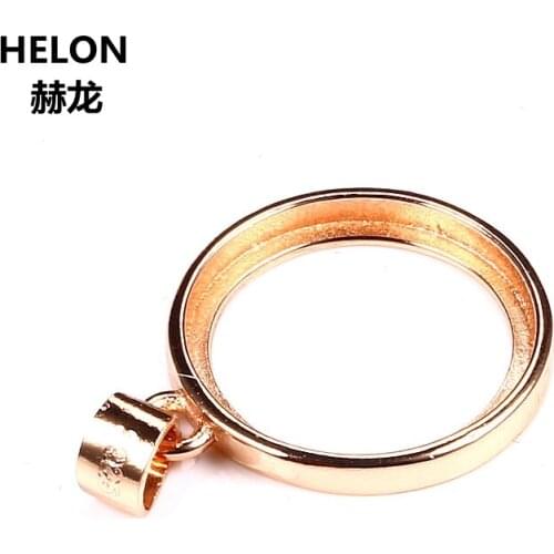 5PCS/LOT 925 Sterling Silver Rose Gold Color 15X15MM Round Cabochon Semi Mount Pendant Bridal Jewelry Setting for Amber Agate