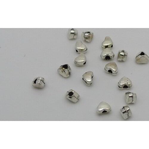 500pcs/lot Antique Silver Tiny Heart Beads 3x4mm DIY Jewelry Findings Bracelet Necklace Accessories