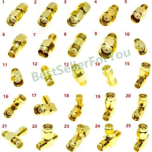 SMA RP-SMA Male Female To SMA RP-SMA Male Female 2X SMA 3 WAY right angle RF Connector Adapter Converter