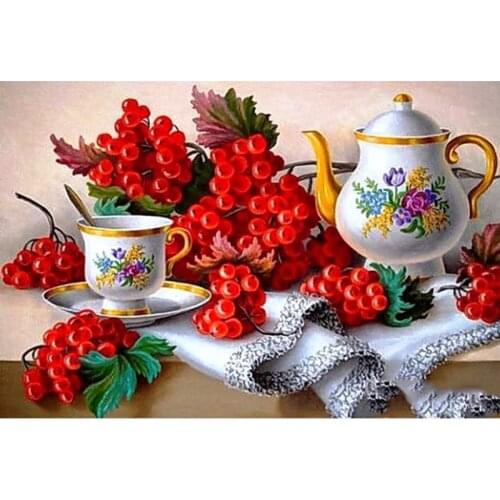 Full Square/Round Drill 5D DIY Diamond Painting "Tea set fruit" Embroidery Cross Stitch 3D Home Decor