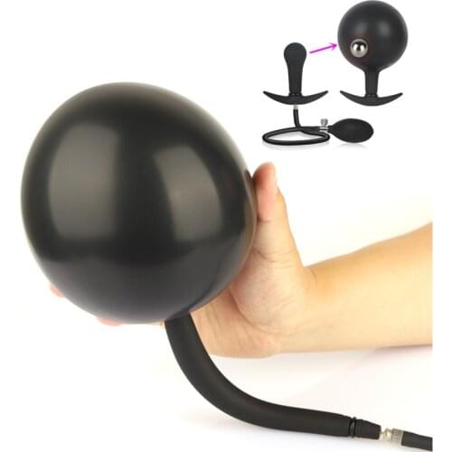 Inflatable Anal Plug Buttplug Tail Dildo Pump Silicone Anus Butt Dilator Prostate Massager with Metal Ball Sex Toy For Woman Men