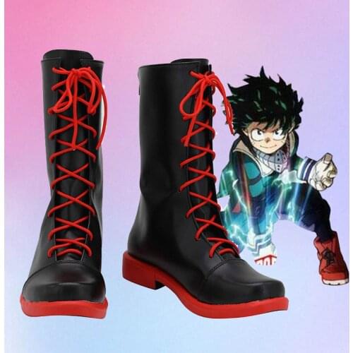 Anime My Hero Academia Kaminari Denki Black And Red Cosplay Shoes Boots Halloween Carnival Cosplay Costume Accessories