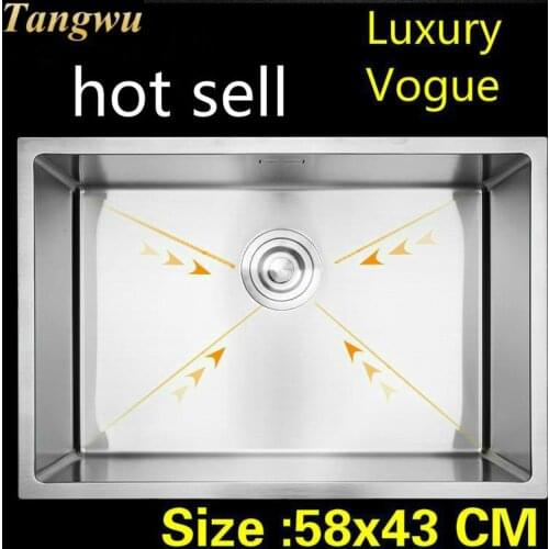 Free shipping Apartment kitchen manual sink single trough do the dishes high quality 304 stainless steel hot sell 58x43 CM