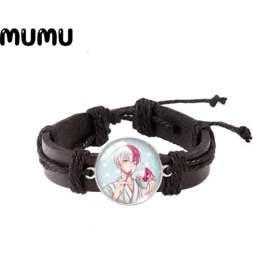 2021 New Sweet Summer My Hero Academia Leather Bracelet Round Glass Dome Bracelets Handmade Jewelry Gifts Men Women