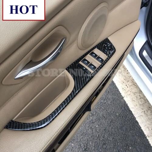 Carbon Fiber Car Door Armrest Window Switch Cover For BMW 3 Series E90 2005-2012 Car accesories interior Car decoration