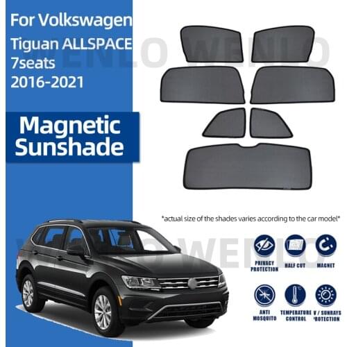 For Volkswagen Tiguan 7 Seats 2016-2021 Magnets Curtain Easy Mounting Sunshades Block Light Darkening Mesh Polyester Nylon Cover