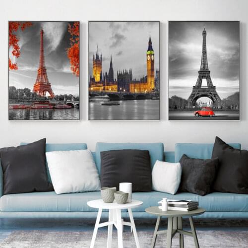 Europe City Building Picture Home Decor Nordic Canvas Painting Wall Art Scenery Decor Posters and Prints for Nordic Living Room