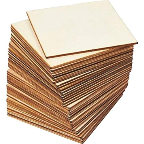 Hot YO-36-Pack Unfinished Wood Square Tile Cutout Pieces 4 Inch Square Blank Wood Wooden for DIY Crafts Home Decoration Painting