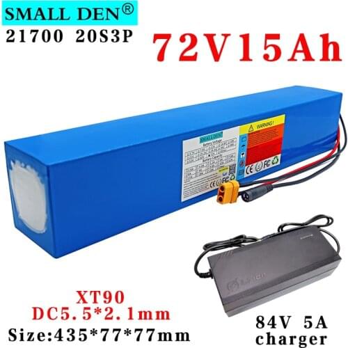 72V 15Ah 21700 Lithium battery pack 20S3P 1000W-3000W 84V Electric bicycle scooter motor ebike battery with 40A BMS + 5A Charger